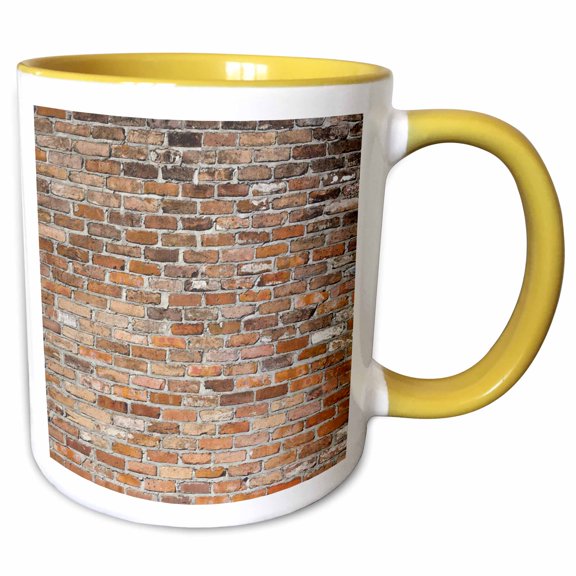 3drose, Picture of a Brick Wall, 11oz Two-tone Yellow Mug