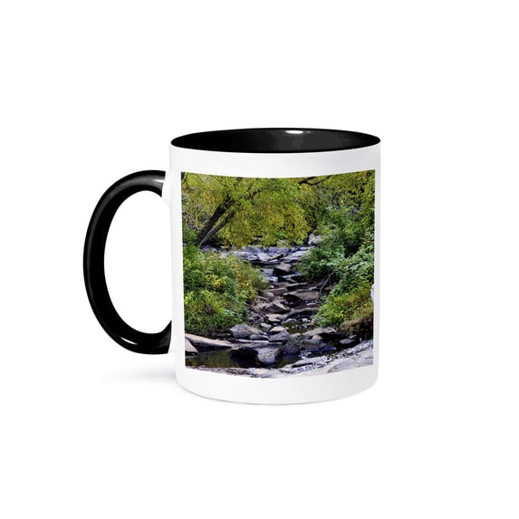 3dRose, Picture of a Creek, 15oz Two-Tone Black Mug