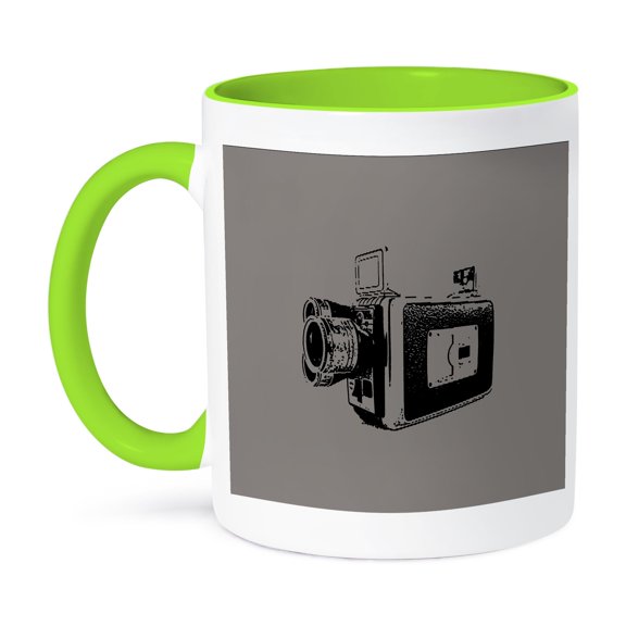 3dRose, Picture of a Vintage super 8 video camera on grey background, 11oz Two-Tone Green Mug