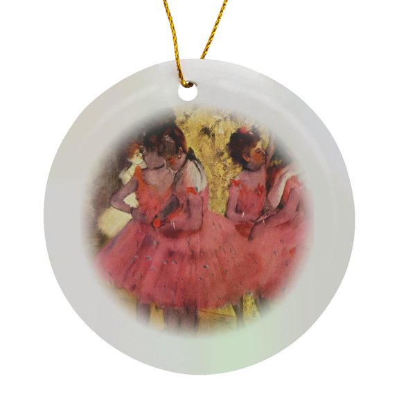 Picture Of Degas Painting The Pink Dancers Before The Dance, Circle Porcelain Ornament