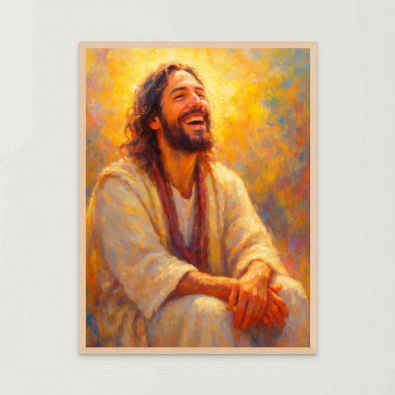Picture Of Jesus Christian Smiling Good Shepherd Bible Wall Art Print Unframed Paper Print