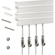 Picture Rail Hanging System- Innovative Art Hanging Rail System Including 4 Pcs 24" Picture Rails, 4 Pcs 2M Picture Rail Hooks & Installation Hardware- Elegant Picture Hanging Kit for Gallery