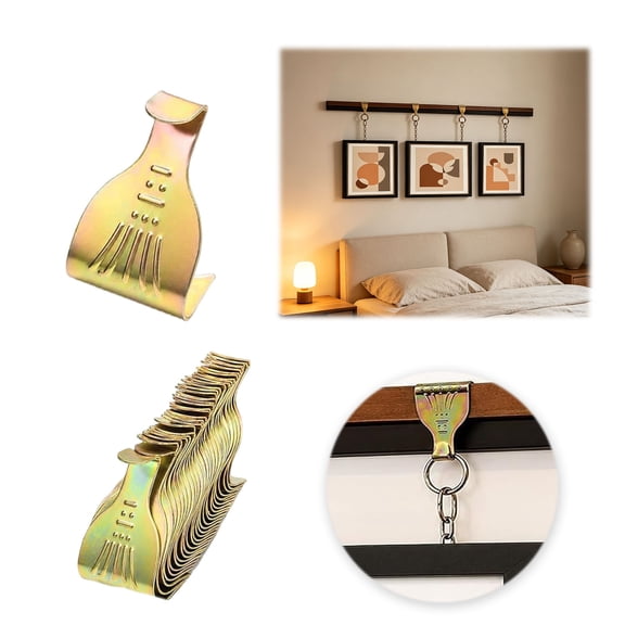 Picture Rail Hooks For Hanging Artwork, Metal Sliding Hangers For Wall Molding, Adjustable Frame Hooks For Gallery And Home Display,Rose Gold - 5.1Cm