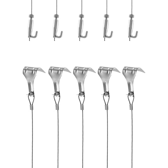 Picture Rail Hooks and Wire, 5 Set Molding Hooks Picture, Heavy Duty Stainless Steel S-Hook