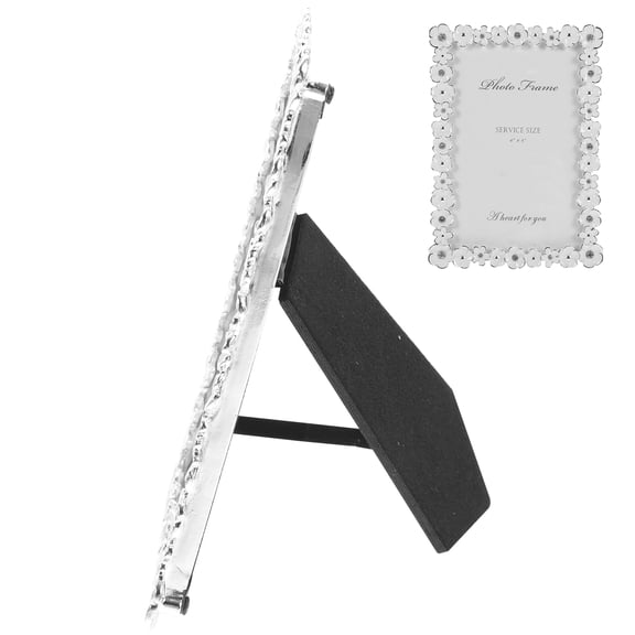 Picture Small Flower Rhinestone Photo Frame Desktop White