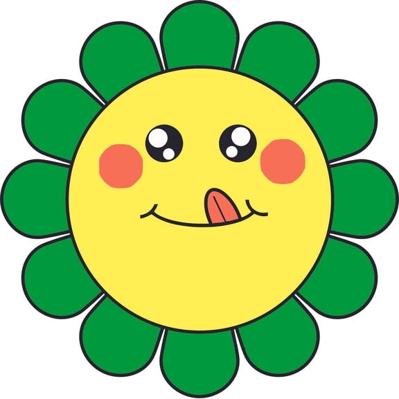 Picture of Smile Face Flower Flowers Beautiful Summer Wall Decals for Nursery Bedroom or Bathroom Children's Decorations Design Kids Kid Vinyl Art Decor Decal Walls Sticker Rooms Size (20x20 inch)