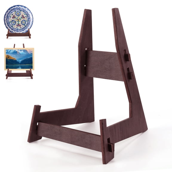 Picture Stands for Display - 10 Inch Picture Frame Holder Stand with a Non-Slip Baffle, Sturdy and Durable Wooden Plate Stand for Decorative, Pottery, Bowls, Picture, Dish, Book, Artistic Work