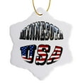 thumbnail image 1 of 3drose, Picture Text of Minnesota and Usa, 3 inch Snowflake Porcelain Ornament, 1 of 7
