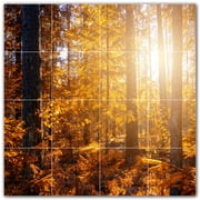 Picture-Tiles.com Autumn Ceramic Tile Wall Mural WAL500018-44S. 17"W x 17"H using 16 4.25" x 4.25" Ceramic Tiles-Satin Finish