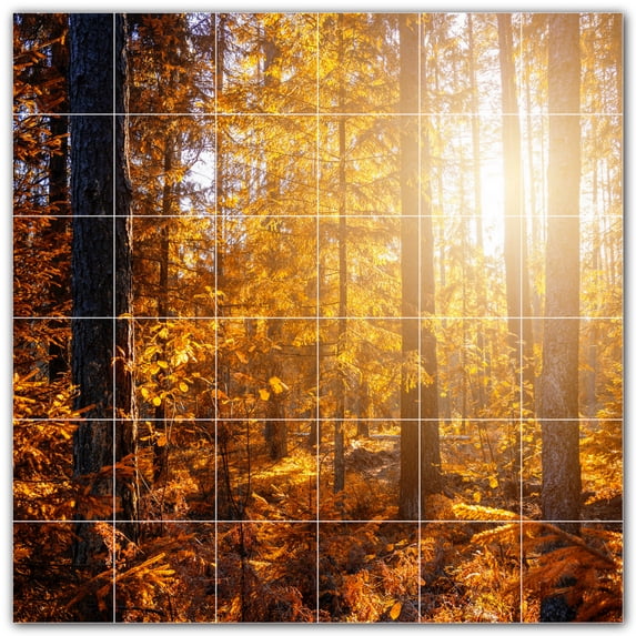 Picture-Tiles.com: Autumn Ceramic Tile Wall Mural WAL500018-66L. 48"W x 48"H using (36) 8" x 8" Ceramic Tiles-Satin Finish
