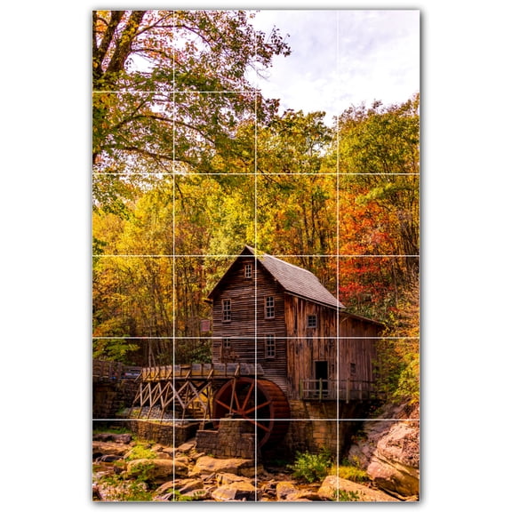 Picture-Tiles.com: Autumn Ceramic Tile Wall Mural WAL500020-46M. 24"W x 36"H using (24) 6" x 6" Ceramic Tiles-Satin Finish