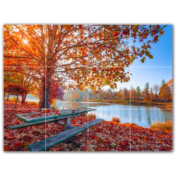 Picture-Tiles.com: Autumn Ceramic Tile Wall Mural WAL500021-43L. 32"W x 24"H using (12) 8" x 8" Ceramic Tiles-Satin Finish
