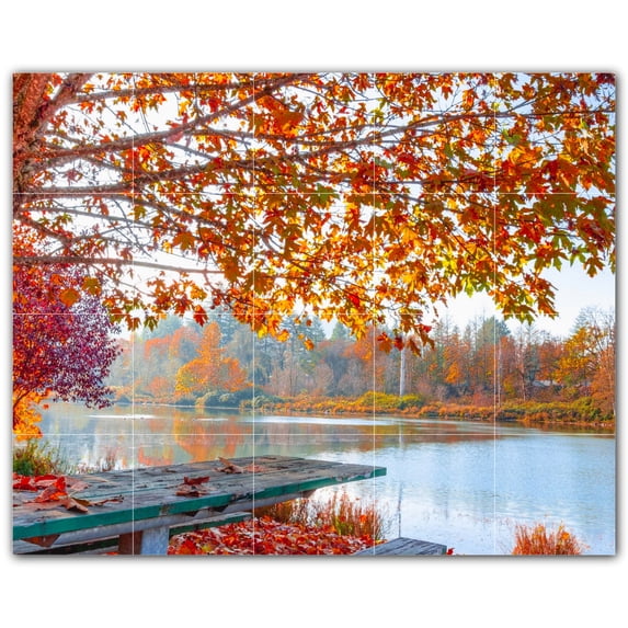 Picture-Tiles.com: Autumn Ceramic Tile Wall Mural WAL500021-54XL. 60"W x 48"H using (20) 12" x 12" Ceramic Tiles-Satin Finish