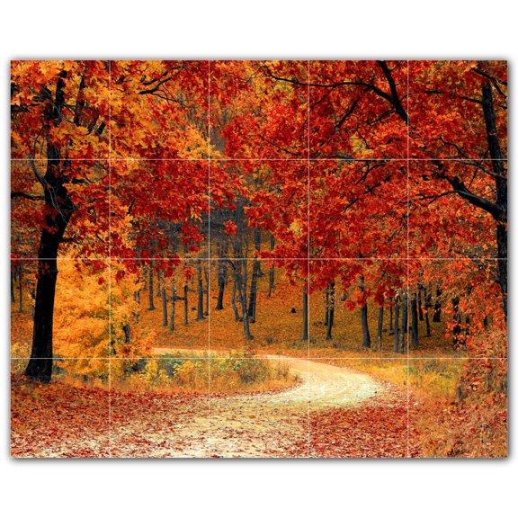 Picture-Tiles.com: Autumn Ceramic Tile Wall Mural WAL500025-54M. 30"W x 24"H using (20) 6" x 6" Ceramic Tiles-Satin Finish