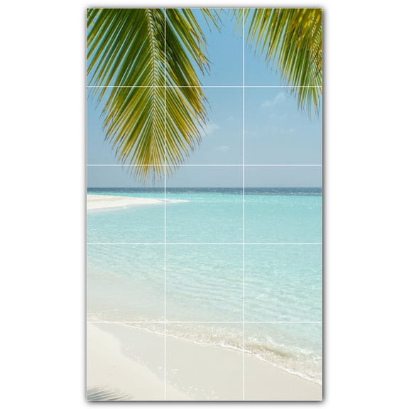 Picture-Tiles.com: Beach Ceramic Tile Wall Mural WAL500046-35S. 12.75"W x 21.25"H using (15) 4.25" x 4.25" Ceramic Tiles-Satin Finish