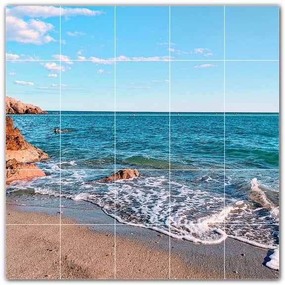 Picture-Tiles.com: Beach Ceramic Tile Wall Mural WAL500054-55L. 40"W x 40"H using (25) 8" x 8" Ceramic Tiles-Satin Finish