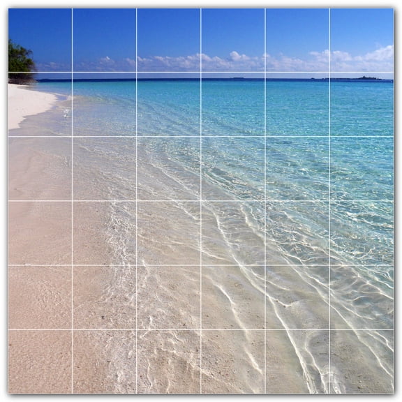 Picture-Tiles.com: Beach Ceramic Tile Wall Mural WAL500062-66L. 48"W x 48"H using (36) 8" x 8" Ceramic Tiles-Satin Finish