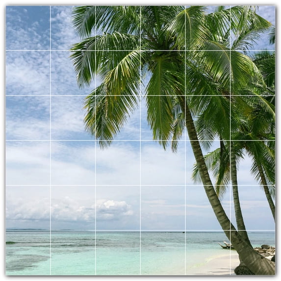 Picture-Tiles.com: Beach Ceramic Tile Wall Mural WAL500070-66M. 36"W x 36"H using (36) 6" x 6" Ceramic Tiles-Satin Finish