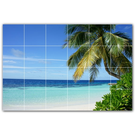 Picture-Tiles.com: Beach Ceramic Tile Wall Mural WAL500077-64L. 48"W x 32"H using (24) 8" x 8" Ceramic Tiles-Satin Finish
