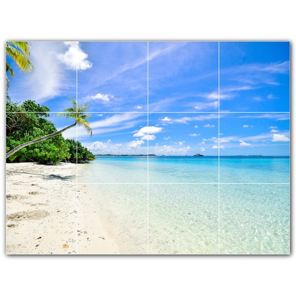 Picture-Tiles.com: Beach Ceramic Tile Wall Mural WAL500079-43L. 32"W x 24"H using (12) 8" x 8" Ceramic Tiles-Satin Finish