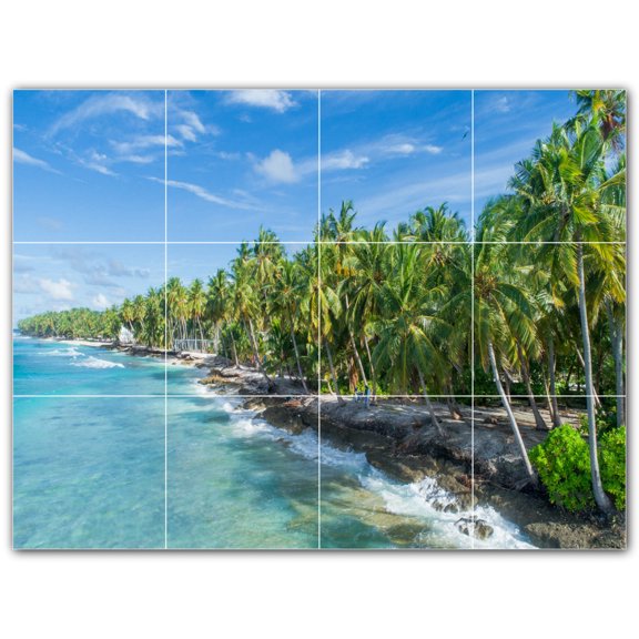 Picture-Tiles.com: Beach Ceramic Tile Wall Mural WAL500081-43S. 17"W x 12.75"H using (12) 4.25" x 4.25" Ceramic Tiles-Satin Finish