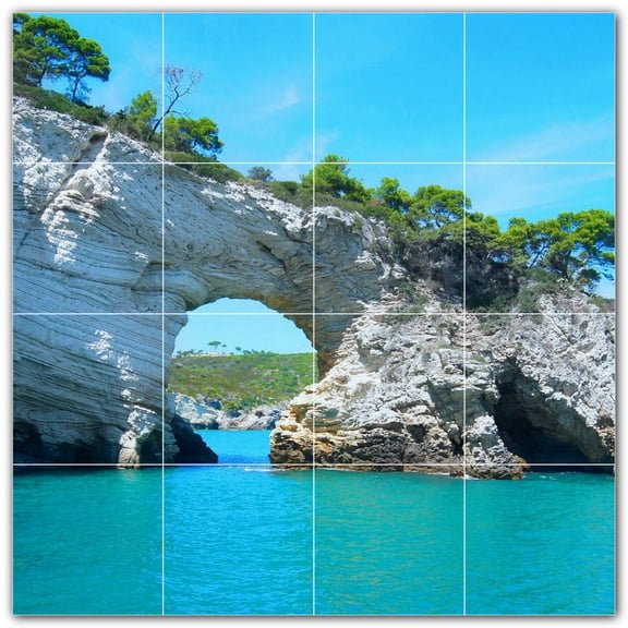 Picture-Tiles.com: Beach Ceramic Tile Wall Mural WAL500092-44S. 17"W x 17"H using (16) 4.25" x 4.25" Ceramic Tiles-Satin Finish