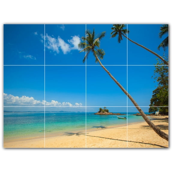 Picture-Tiles.com: Beach Ceramic Tile Wall Mural WAL500097-43L. 32"W x 24"H using (12) 8" x 8" Ceramic Tiles-Satin Finish