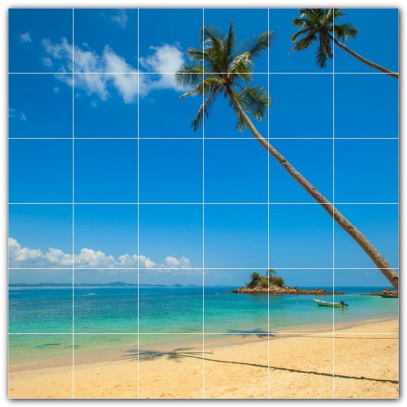 Picture-Tiles.com: Beach Ceramic Tile Wall Mural WAL500097-66S. 25.5"W x 25.5"H using (36) 4.25" x 4.25" Ceramic Tiles-Satin Finish