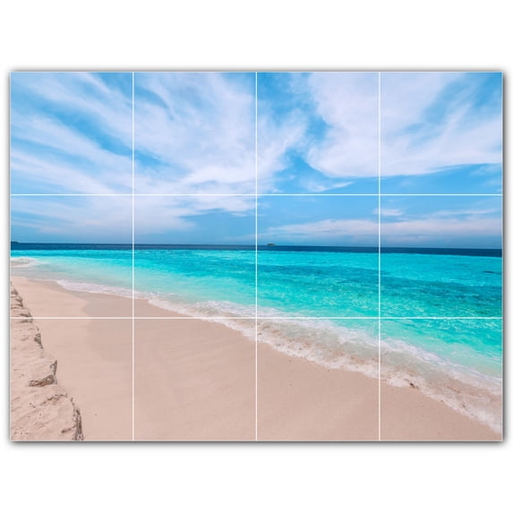 Picture-Tiles.com: Beach Ceramic Tile Wall Mural WAL500106-43XL. 48"W x 36"H using (12) 12" x 12" Ceramic Tiles-Satin Finish