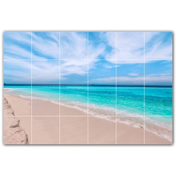 Picture-Tiles.com: Beach Ceramic Tile Wall Mural WAL500106-64S. 25.5"W x 17"H using (24) 4.25" x 4.25" Ceramic Tiles-Satin Finish