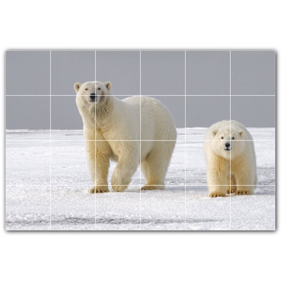 Picture-Tiles.com: Bear Ceramic Tile Wall Mural WAL500111-64M. 36"W x 24"H using (24) 6" x 6" Ceramic Tiles-Satin Finish