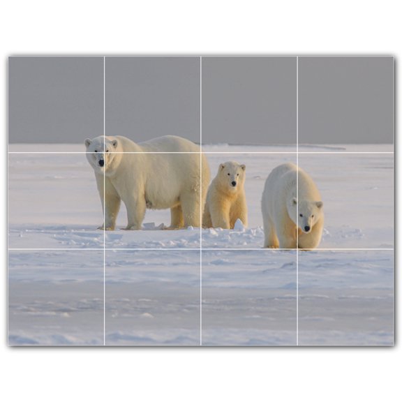 Picture-Tiles.com: Bear Ceramic Tile Wall Mural WAL500112-43S. 17"W x 12.75"H using (12) 4.25" x 4.25" Ceramic Tiles-Satin Finish