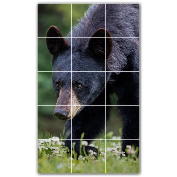 Picture-Tiles.com: Bear Ceramic Tile Wall Mural WAL500119-35S. 12.75"W x 21.25"H using (15) 4.25" x 4.25" Ceramic Tiles-Satin Finish