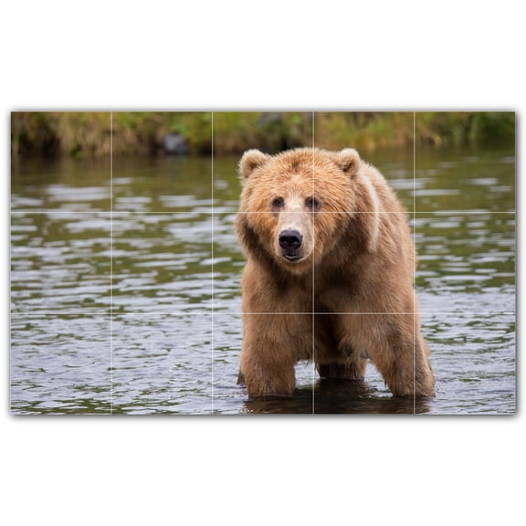 Picture-Tiles.com: Bear Ceramic Tile Wall Mural WAL500126-53S. 21.25"W x 12.75"H using (15) 4.25" x 4.25" Ceramic Tiles-Satin Finish