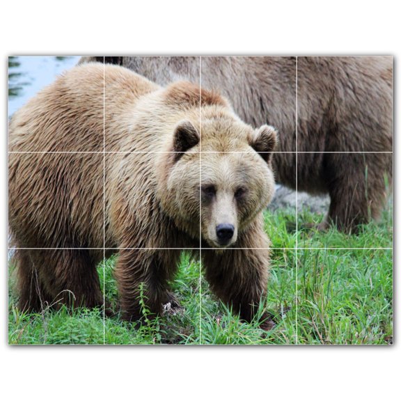 Picture-Tiles.com: Bear Ceramic Tile Wall Mural WAL500131-43S. 17"W x 12.75"H using (12) 4.25" x 4.25" Ceramic Tiles-Satin Finish
