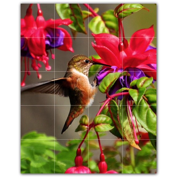 Picture-Tiles.com: Bird Ceramic Tile Wall Mural WAL500138-45M. 24"W x 30"H using (20) 6" x 6" Ceramic Tiles-Satin Finish