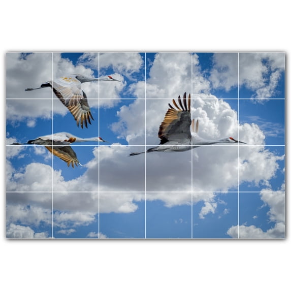 Picture-Tiles.com: Bird Ceramic Tile Wall Mural WAL500140-64S. 25.5"W x 17"H using (24) 4.25" x 4.25" Ceramic Tiles-Satin Finish