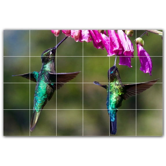 Picture-Tiles.com: Bird Ceramic Tile Wall Mural WAL500151-64M. 36"W x 24"H using (24) 6" x 6" Ceramic Tiles-Satin Finish