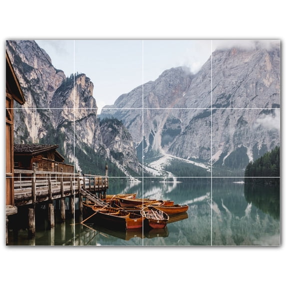 Picture-Tiles.com: Boat Ceramic Tile Wall Mural WAL500229-43S. 17"W x 12.75"H using (12) 4.25" x 4.25" Ceramic Tiles-Satin Finish