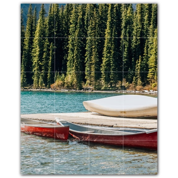 Picture-Tiles.com: Boat Ceramic Tile Wall Mural WAL500234-45L. 32"W x 40"H using (20) 8" x 8" Ceramic Tiles-Satin Finish