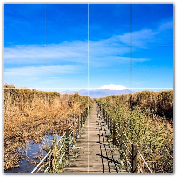 Picture-Tiles.com: Bridge Ceramic Tile Wall Mural WAL500247-44L. 32"W x 32"H using (16) 8" x 8" Ceramic Tiles-Satin Finish