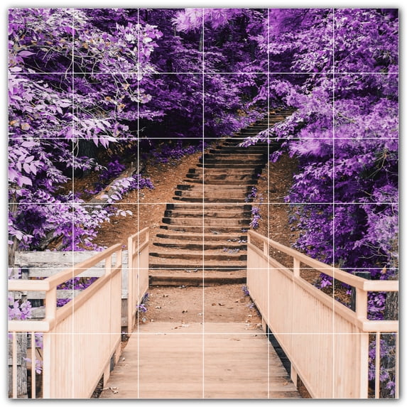 Picture-Tiles.com: Bridge Ceramic Tile Wall Mural WAL500255-66M. 36"W x 36"H using (36) 6" x 6" Ceramic Tiles-Satin Finish