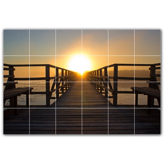 Picture-Tiles.com: Bridge Ceramic Tile Wall Mural WAL500264-64XL. 72"W x 48"H using (24) 12" x 12" Ceramic Tiles-Satin Finish
