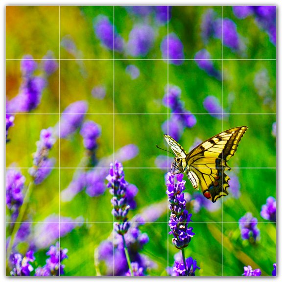Picture-Tiles.com: Butterfly Ceramic Tile Wall Mural WAL500295-55L. 40"W x 40"H using (25) 8" x 8" Ceramic Tiles-Satin Finish