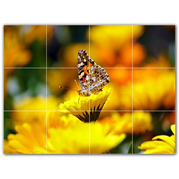 Picture-Tiles.com: Butterfly Ceramic Tile Wall Mural WAL500301-43L. 32"W x 24"H using (12) 8" x 8" Ceramic Tiles-Satin Finish