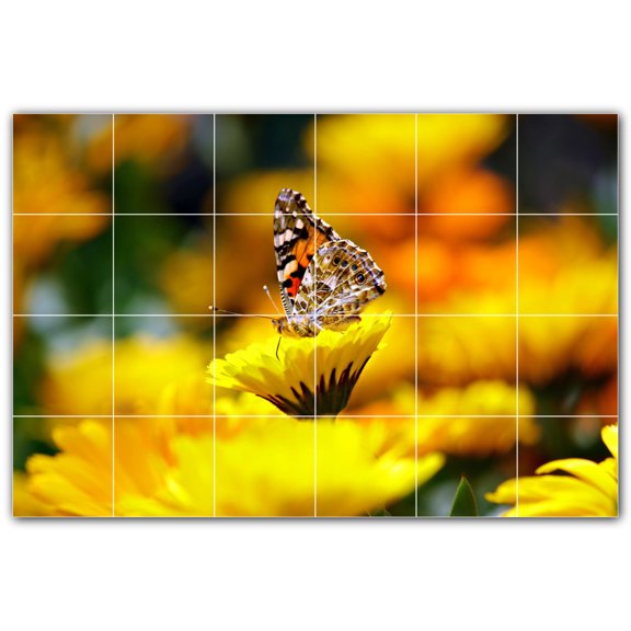 Picture-Tiles.com: Butterfly Ceramic Tile Wall Mural WAL500301-64M. 36"W x 24"H using (24) 6" x 6" Ceramic Tiles-Satin Finish
