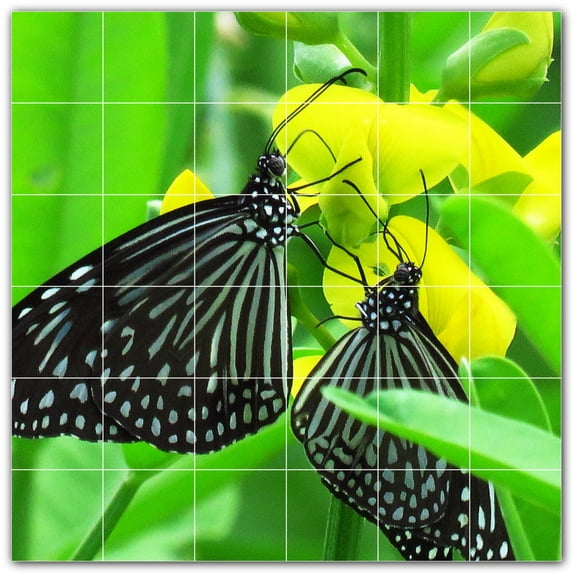 Picture-Tiles.com: Butterfly Ceramic Tile Wall Mural WAL500308-66L. 48"W x 48"H using (36) 8" x 8" Ceramic Tiles-Satin Finish