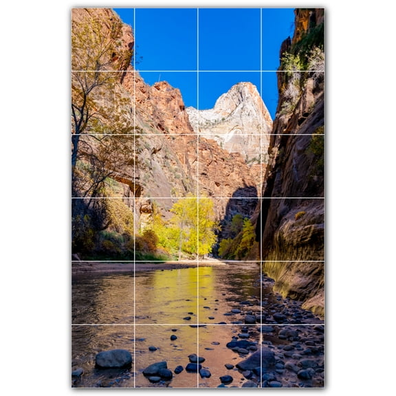 Picture-Tiles.com: Canyon Ceramic Tile Wall Mural WAL500324-46S. 17"W x 25.5"H using (24) 4.25" x 4.25" Ceramic Tiles-Satin Finish