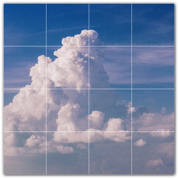 Picture-Tiles.com: Clouds Ceramic Tile Wall Mural WAL500368-44S. 17"W x 17"H using (16) 4.25" x 4.25" Ceramic Tiles-Satin Finish
