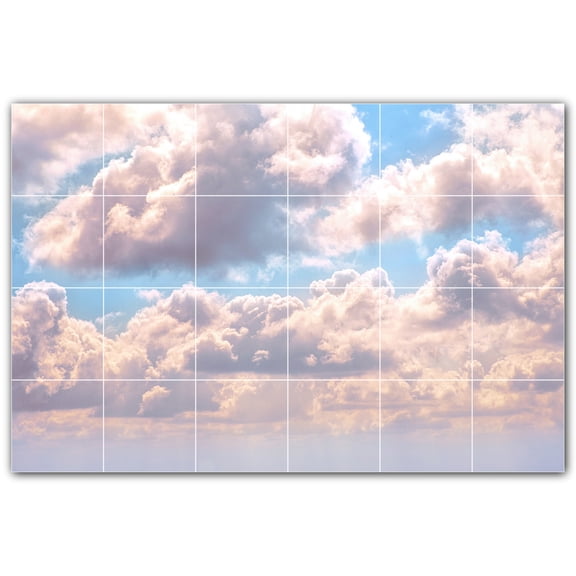 Picture-Tiles.com: Clouds Ceramic Tile Wall Mural WAL500369-64M. 36"W x 24"H using (24) 6" x 6" Ceramic Tiles-Satin Finish